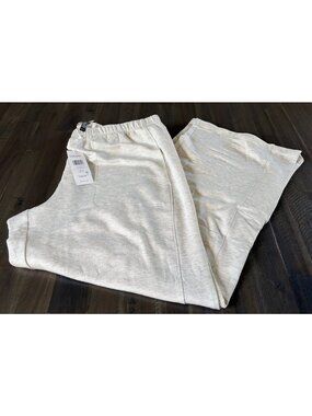 Eileen Fisher Womens L Straight Leg Pants /Sweat Pants Oatmeal Heather NWT $188